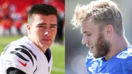 Bengals-Kicker Evan McPherson und Rams-Receiver- Cooper Kupp vor dem Super Bowl