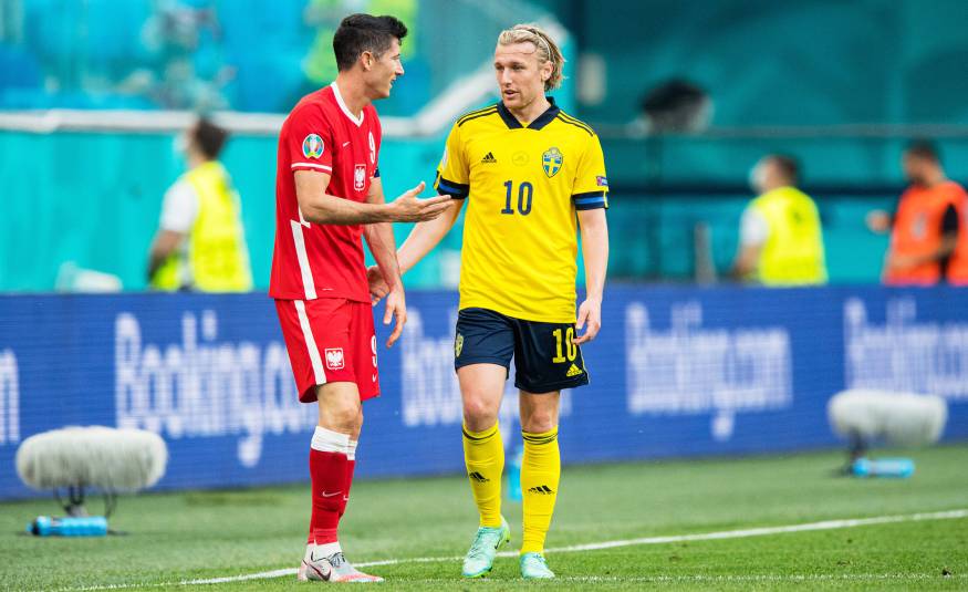 Polen unterlag mit Robert Lewandowski Schweden mit Emil Forsberg 2:3 bei der EM 2021 (23.06.2021)