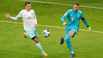FC Bayern München gegen SV Werder Bremen; Hinspiel (1:1); Maximilian Eggestein und Manuel Neuer