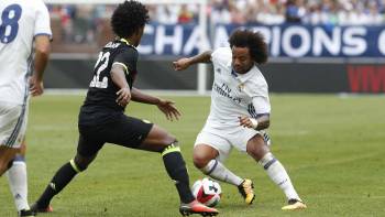 Real Madrid gegen Chelsea London; Freundschaftsspiel; Willian und Marcelo