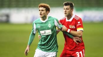 Werder Bremen gegen 1. FC Union Berlin; Hinspiel (0:2); Josh Sargent und Robin Knoche