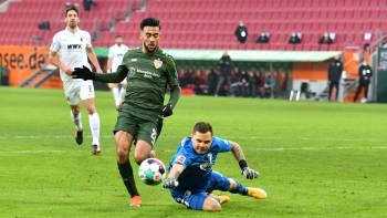 FC Augsburg gegen VFB Stutgart; Hinspiel (1:4); Nicolás González und Rafal Gikiewicz
