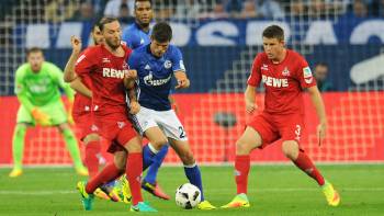FC Schalke 04 gegen 1. FC Köln; Klaas-Jan Huntelaar, Marco Höger und Dominique Heintz
