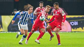 Hertha BSC gegenMainz 05; Hinspiel (0:0); Matteo Guendouzi, Pierre-Kunde Malong und Robin Quaison