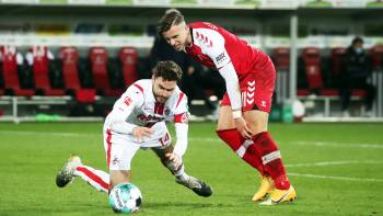 SC Freiburg gegen 1. FC Köln; Hinspiel (5:0); Jonas Hector und Ermedin Demirovic